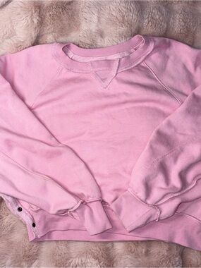 aerie Vintage Wash Crewneck Sweater in Light Pink